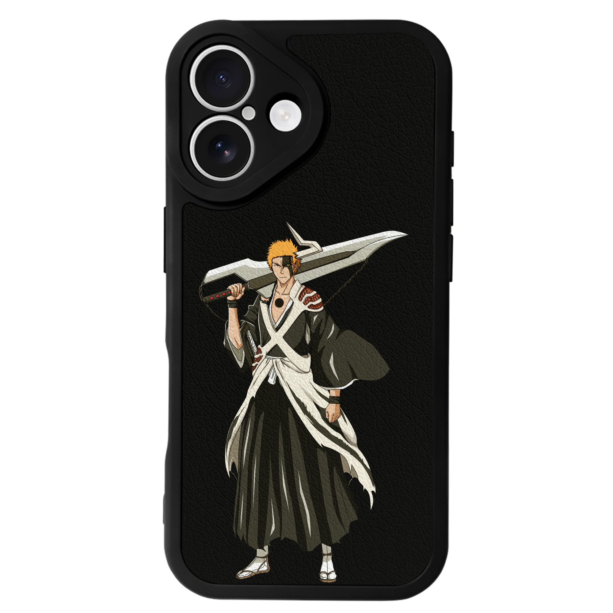 （画像用） ブリーチ 黒崎一護（くろさき いちご）BLEACH Kurosaki Ichigo 【iPhone 16シリーズ対応】シリコンスマホケース（レザー調） 材質：シリコン